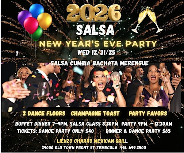 SALSA 2026  NEW YEAR'S EVE  PARTY IN TEMECULA
